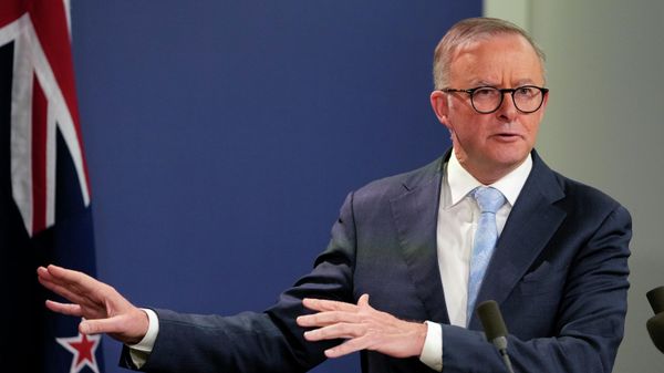 Australian Prime Minister Anthony Albanese gestures during a joint press conference with New Zealand Prime Minister Jacinda Ardern, in Sydney, Australia, Friday, June 10, 2022. Ardern is on a two-day visit to Australia.  - Sputnik International