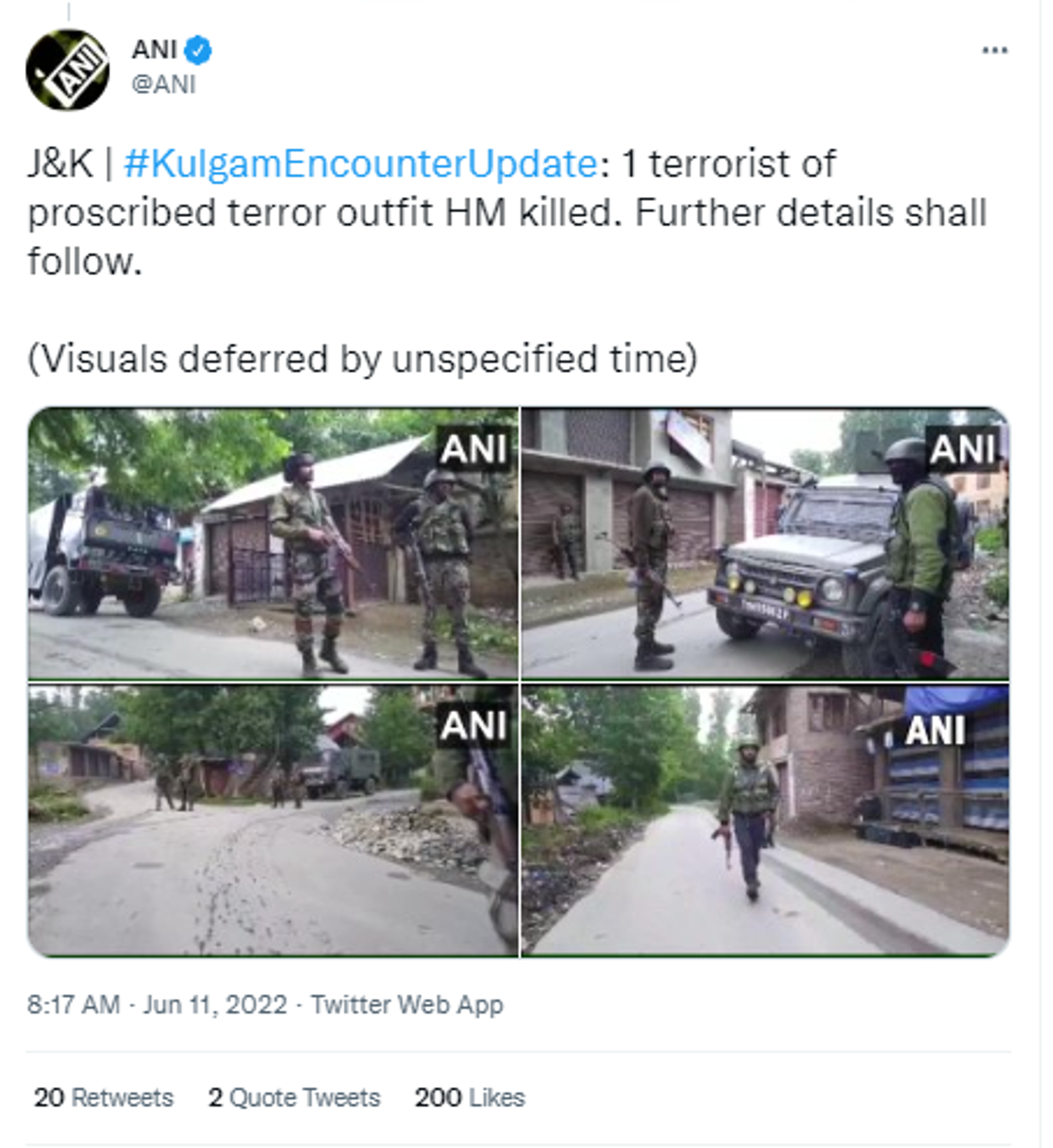 Hizbul Terrorist Killed in Ongoing Encounter at India's Jammu and Kashmir - Sputnik International, 1920, 11.06.2022