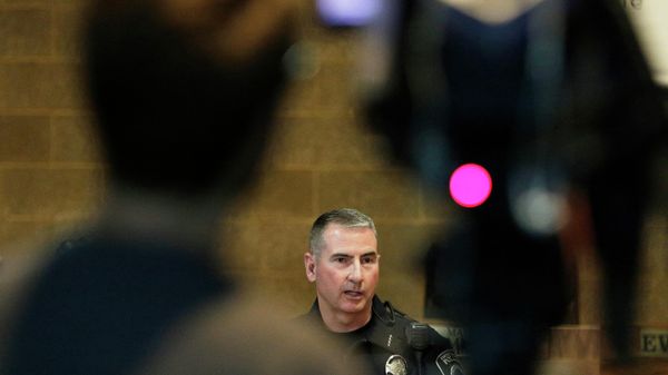 Lee White, the police chief of Coeur d'Alene, speaks during a news conference at the Coeur d'Alene Library, Monday, June 13, 2022, about the arrest of more than two dozen members of Patriot Front near a pride event on Saturday in Coeur d'Alene, Idaho.  - Sputnik International