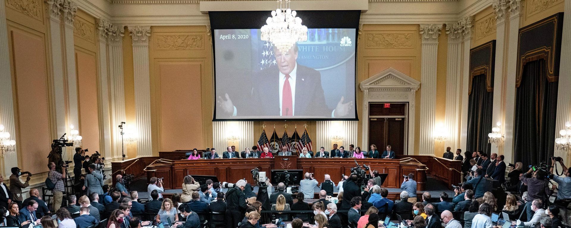A video is played as an exhibit as the House select committee investigating the Jan. 6 attack on the U.S. Capitol continues to reveal its findings of a year-long investigation, at the Capitol in Washington, Monday, June 13, 2022 - Sputnik International, 1920, 24.06.2022