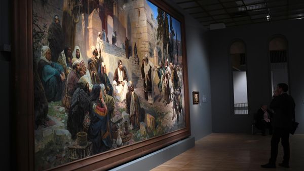 Painting by Vasily Polenov Christ and the Sinner woman in the Tretyakov Gallery on Krymsky Val - Sputnik International