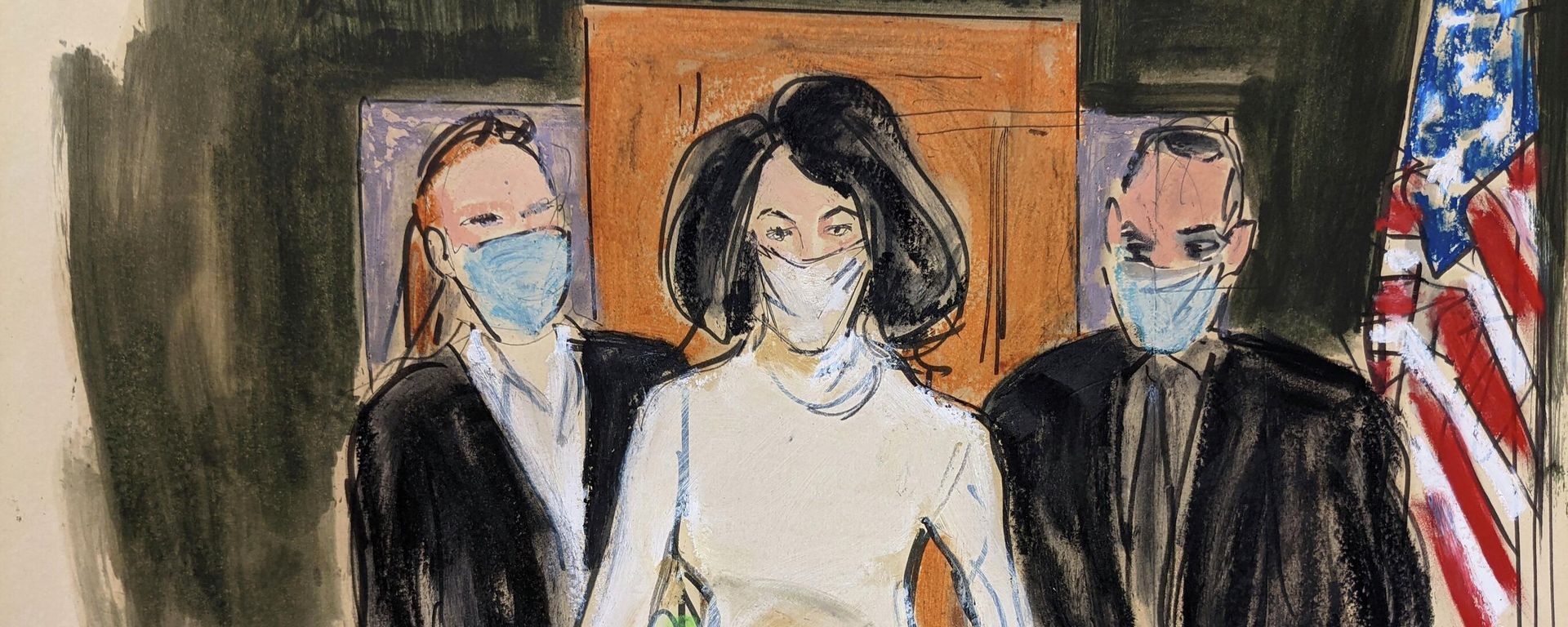 In this courtroom sketch, Ghislaine Maxwell enters the courtroom escorted by U.S. Marshalls at the start of her trial, Nov. 29, 2021, in New York. - Sputnik International, 1920, 16.10.2022