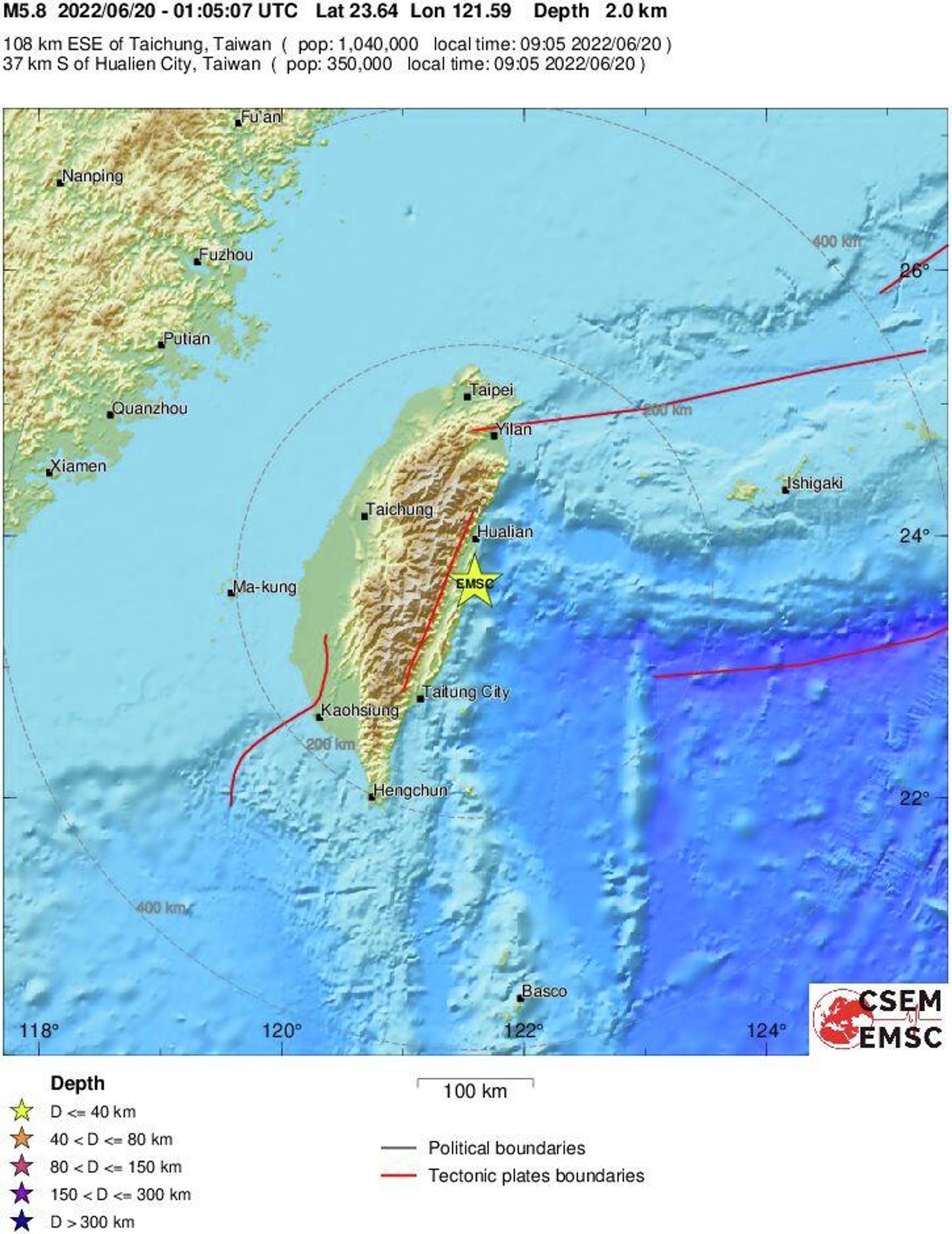 M 5.8 - TAIWAN - 2022-06-20 01:05:07 UTC - Sputnik International, 1920, 20.06.2022