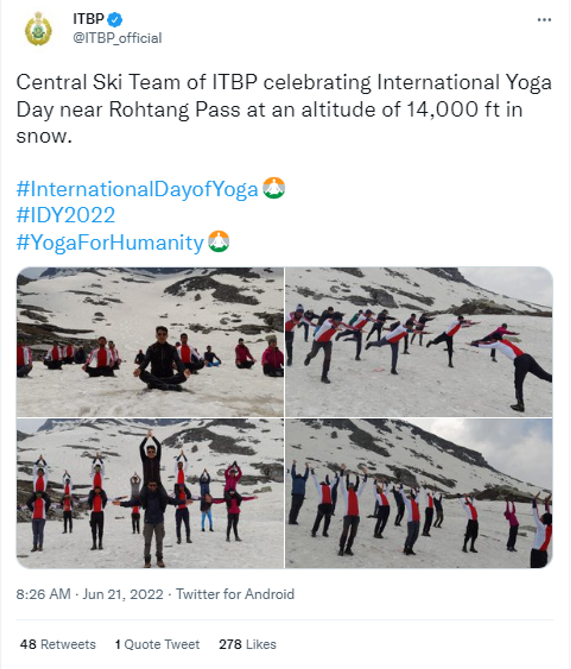 ITBP Personnel Performing Yoga near Rohtang Pass - Sputnik International, 1920, 21.06.2022