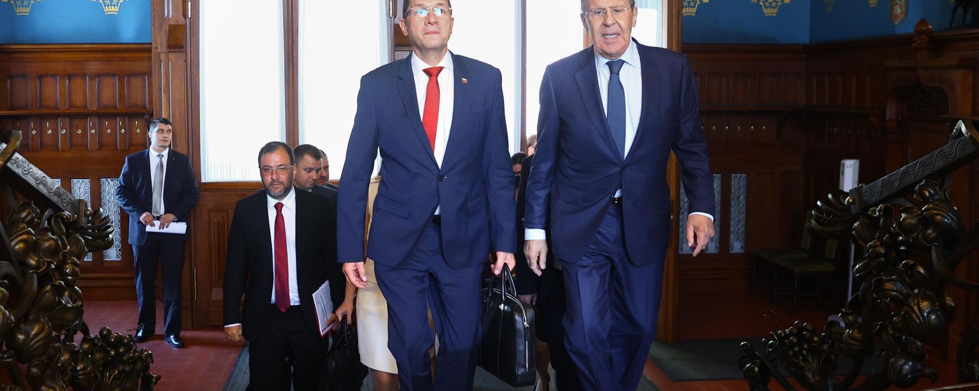 Russian Foreign Minister Sergei Lavrov and his Venezuelan counterpart Carlos Faria meet in Moscow on Monday, July 4, 2022. Russian Foreign Minister Sergei Lavrov and his Venezuelan counterpart Carlos Faria meet in Moscow on Monday, July 4, 2022. - Sputnik International, 1920, 04.07.2022