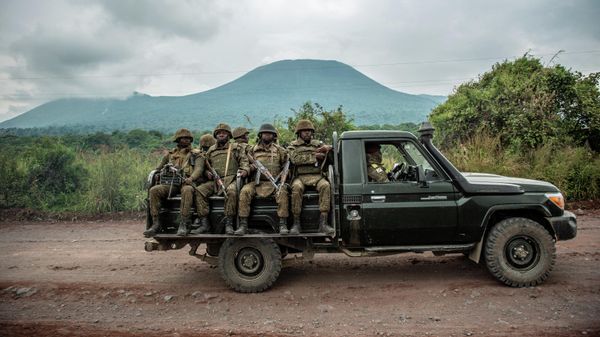 In this file photo taken on May 25, 2022 A Congolese army pick up carrying trooops heads towards the front line near Kibumba in the area surrounding the North Kivu city of Goma during clashes between the Congolese army and M23 rebels. - DR Congo and Rwanda have agreed to a de-escalation process following weeks of rising tensions over rebel fighting in Congo's east, the Congolese presidency stated on July 6, 2022.  - Sputnik International