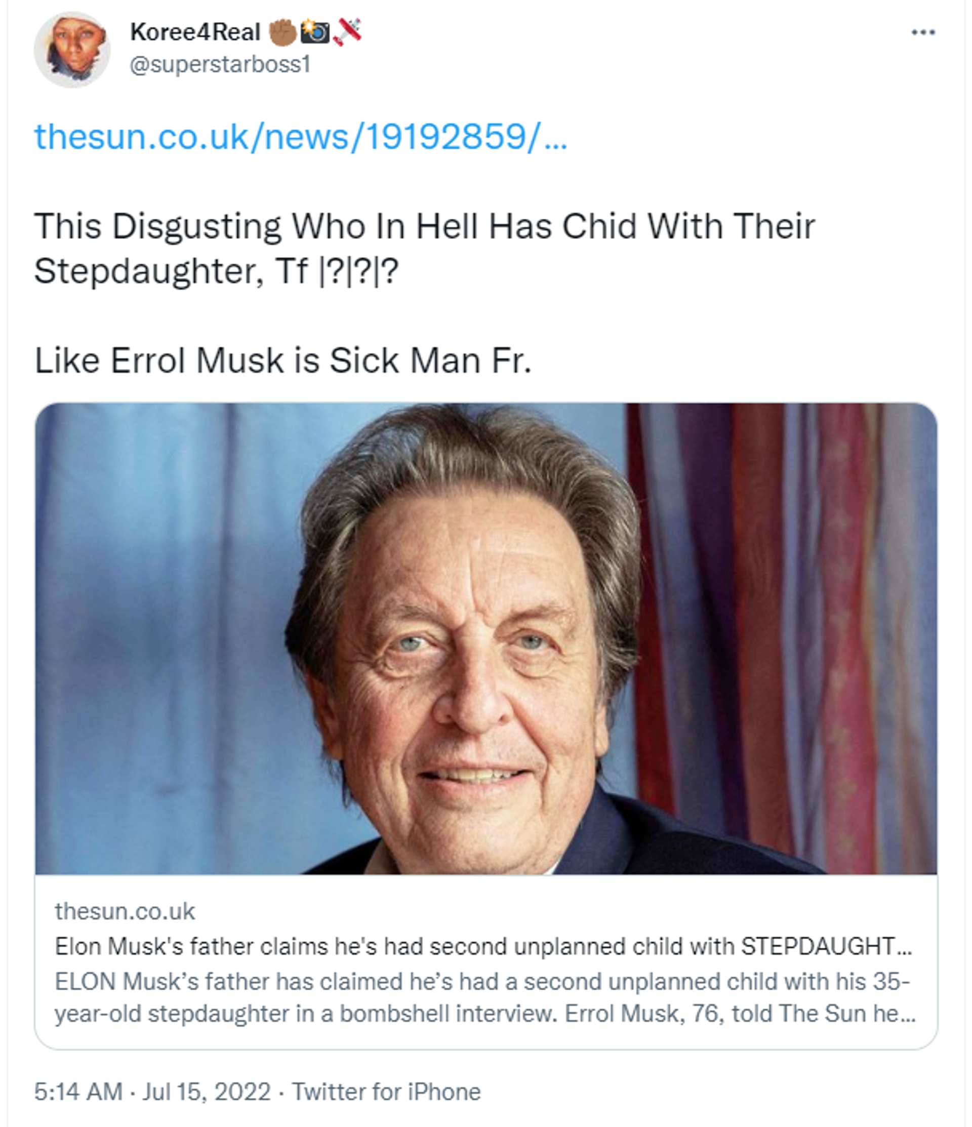 Netizens react to Elon Musk's father having a secret child with his 35-year-old stepdaughter Jana Bezuidenhout Netizens react to Elon Musk's father having a secret child with his 35-year-old stepdaughter Jana Bezuidenhout - Sputnik International, 1920, 15.07.2022