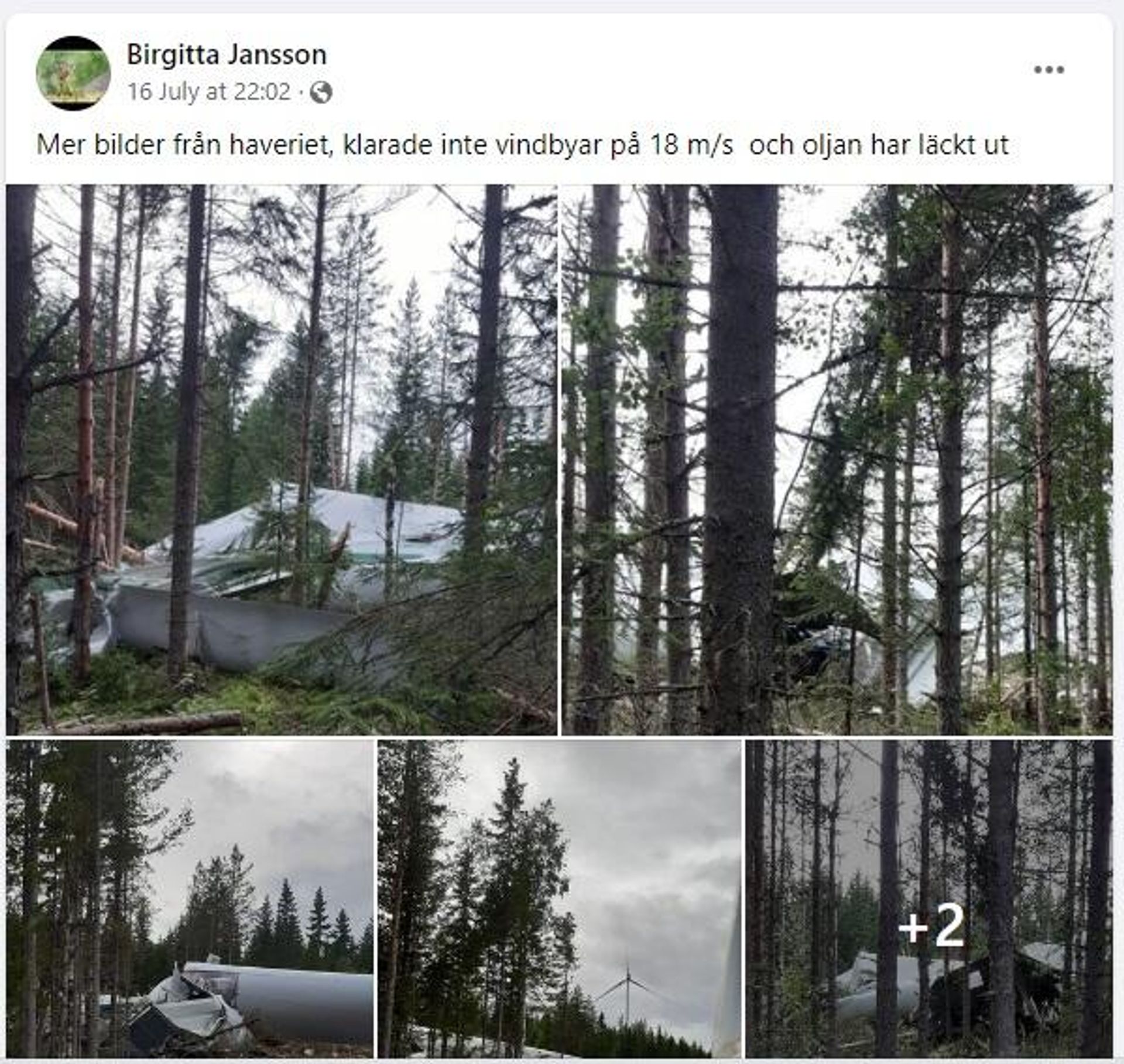 Screengrab from social media about fallen wind turbine in northern Sweden - Sputnik International, 1920, 18.07.2022