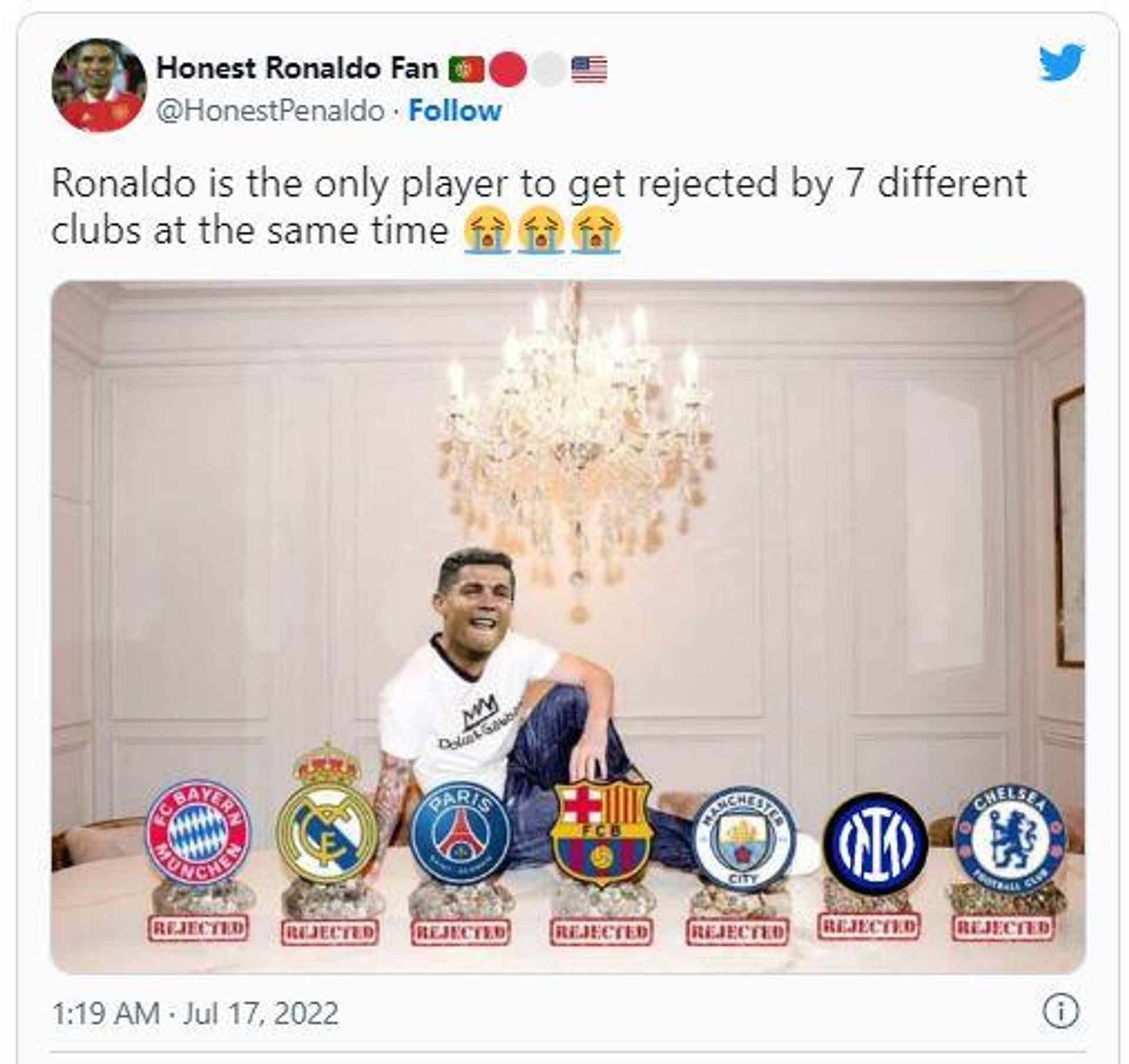 Screenshot of a tweet from a Ronaldo critic Screenshot of a tweet from a Ronaldo critic - Sputnik International, 1920, 18.07.2022