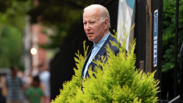 President Joe Biden departs Holy Trinity Catholic Church in the Georgetown section of Washington, after attending a Mass in Washington, Sunday, July 17, 2022 - Sputnik International