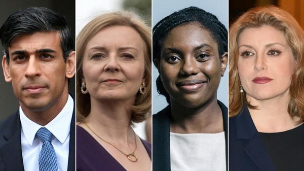 (FILES) (COMBO) This combination of file pictures created on July 18, 2022 shows, from Left, Britain's Chancellor of the Exchequer Rishi Sunak in Manchester, northwest England, on October 5, 2021; Britain's Foreign Minister Liz Truss in Prague on May 27, 2022, an undated handout photograph released by the UK Parliament shows Conservative MP for Saffron Walden, Kemi Badenoch, posing for an official portrait photograph in London, and Britain's Secretary of State for Defence Penny Mordaunt in Singapore on May 31, 2019. - Sputnik International