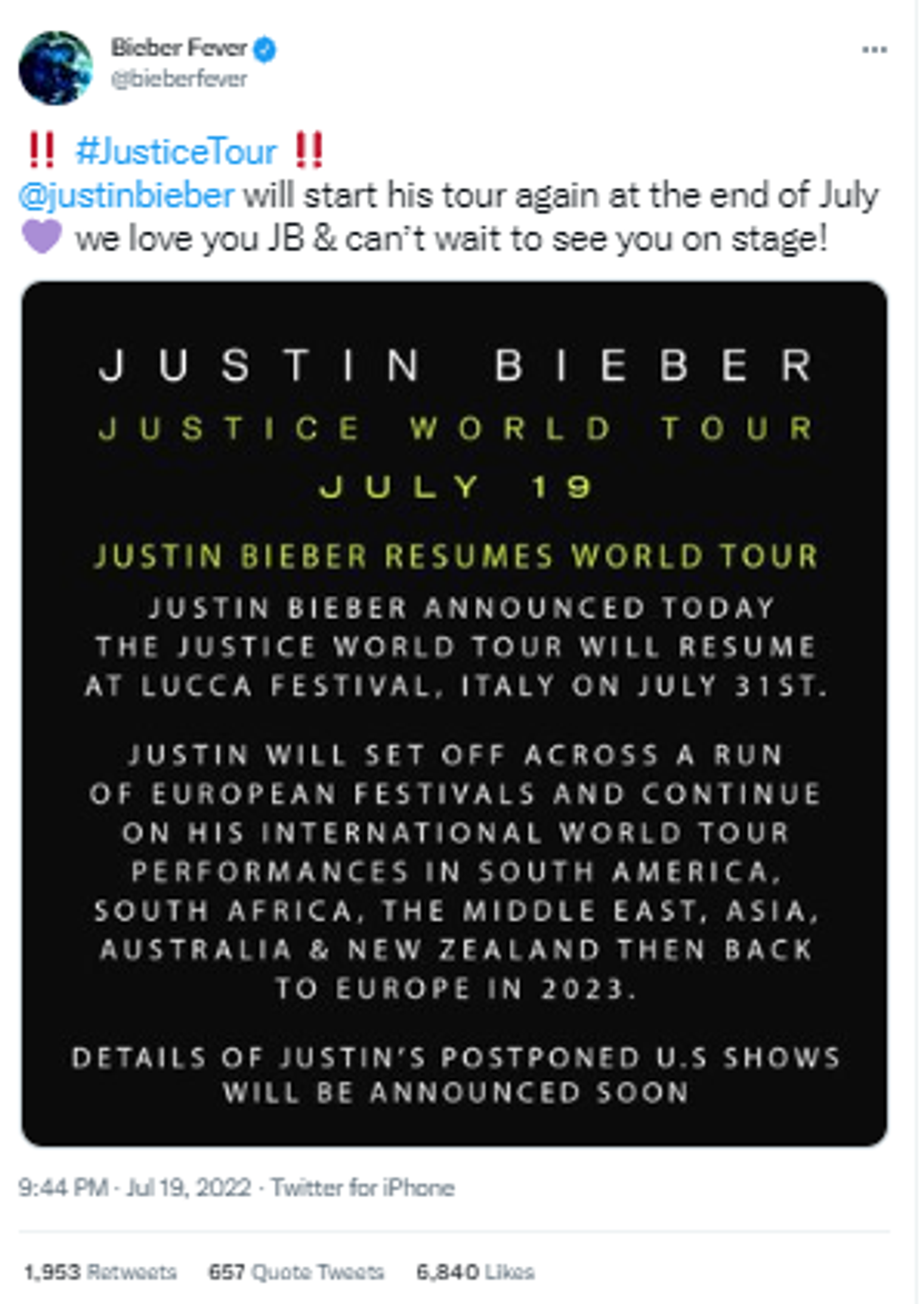 Singing star Justin Bieber all set to resume his Justice World Tour from 31 July.  - Sputnik International, 1920, 20.07.2022