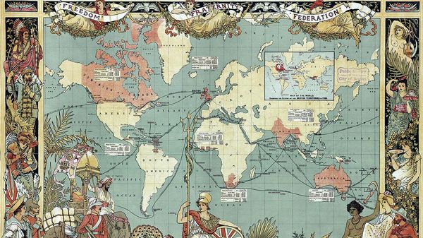 Imperial Federation, Map of the World Showing the Extent of the British Empire in 1886 (levelled) - Sputnik International