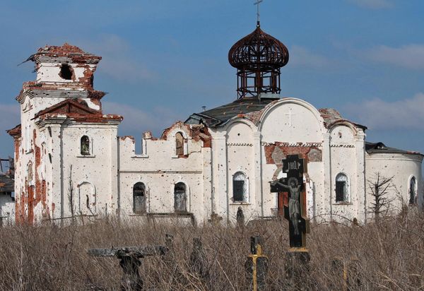 The Holy Iveron Convent in Donetsk, damaged by shelling, has become a testament to Ukrainian barbarism. In the fall of 2014, DPR forces began liberating the Donetsk airport, not far from the convent. That's when the monastery and cemetery came under artillery fire from the new airport terminal, which at the time was controlled by the Ukrainian Armed Forces, including with incendiary shells. The cemetery was particularly damaged. - Sputnik International