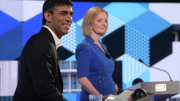 A handout picture released by the BBC, taken and received on July 25, 2022, shows Conservative politicians and candidates to be the the Leader of the Conservative Party, and Britain's next Prime Minister, Rishi Sunak (L) and Liss Truss, as they appear on the BBC's 'The UK's Next Prime Minister - Sputnik International
