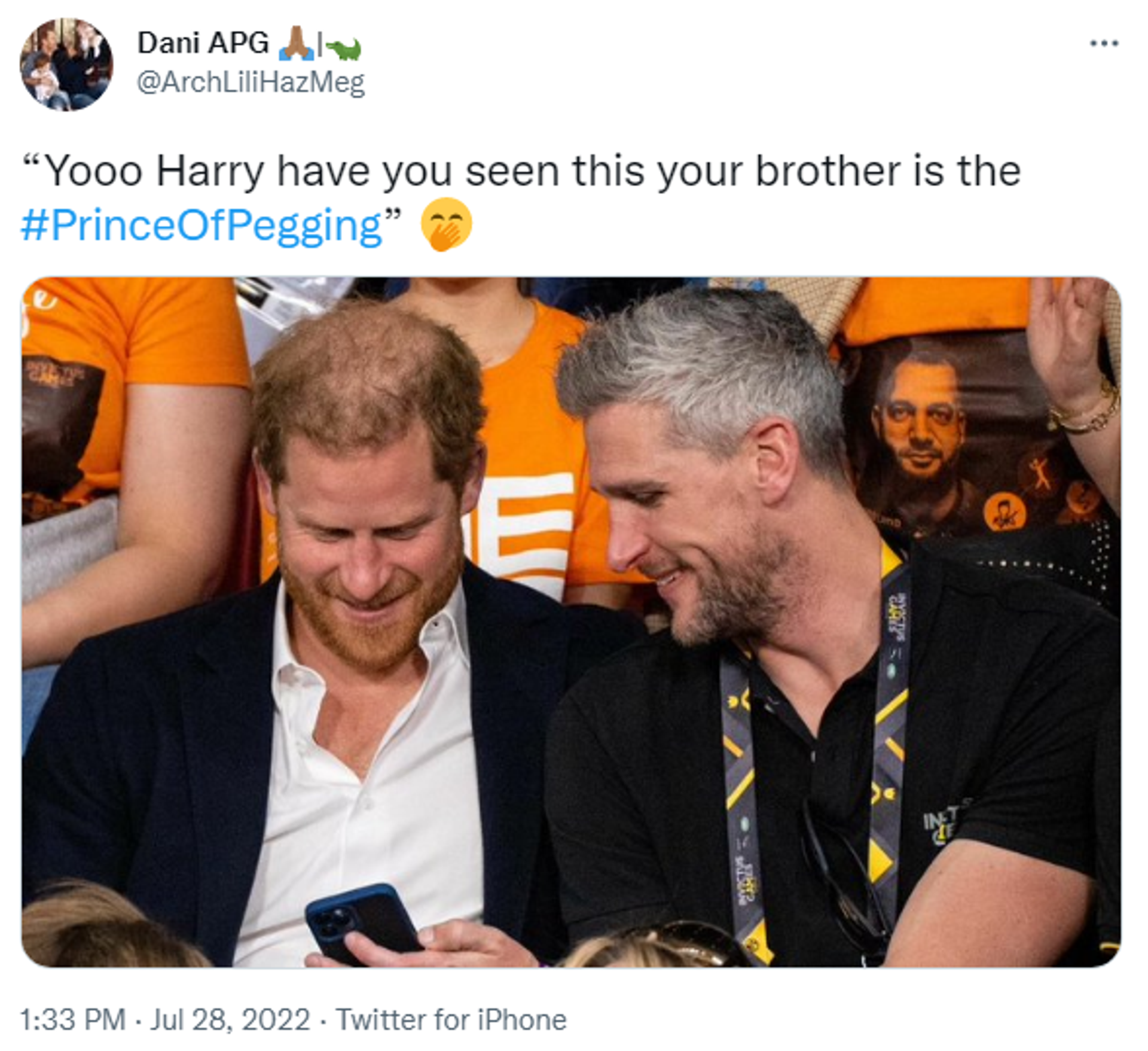Tweet on the #PrinceOfPegging hashtag. - Sputnik International, 1920, 28.07.2022