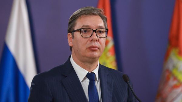 Serbian President Aleksandar Vucic at a press conference following a meeting in Belgrade with Russian Foreign Minister Sergei Lavrov. - Sputnik International