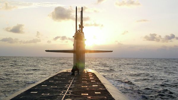 In this photo released by the U.S. Navy, the Ohio-class ballistic-missile submarine USS Wyoming approaches Naval Submarine Base Kings Bay, Ga., Jan. 9, 2008. - Sputnik International