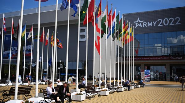 Flags of the countries participating in the ARMY-2022 expo, seen on 15 August 2022 - Sputnik International
