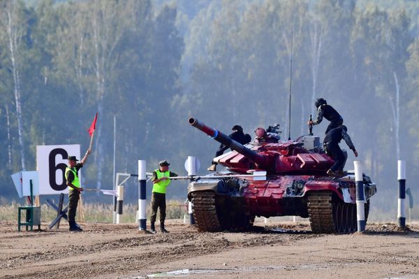 A soldier of the crew of the Mongolian team during the Tank Biathlon-2022 competition at the Alabino military training ground in the Moscow region. - Sputnik International