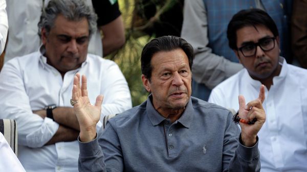 Former Pakistan's prime minister Imran Khan speaks during a news conference in Islamabad, Saturday, April 23, 2022. - Sputnik International