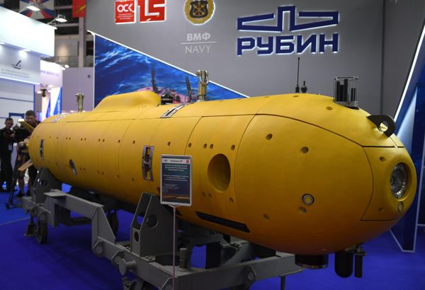 The autonomous unmanned underwater vehicle (ANPA) "Klavesin-2R" at the exhibition during the international military-technical forum Army-2022 at the Patriot Convention and Exhibition Center. - Sputnik International