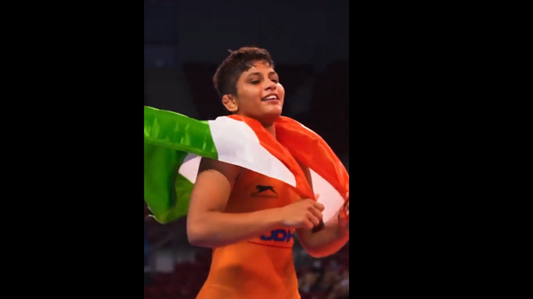 Screenshot from a video showing Indian wrestler Antim Panghal at U-20 World Championships in Bulgaria - Sputnik International