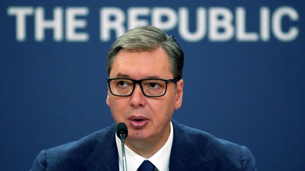 Serbian President Aleksandar Vucic addresses the nation at a news conference in Belgrade, Serbia, Sunday, Aug. 21, 2022. - Sputnik International