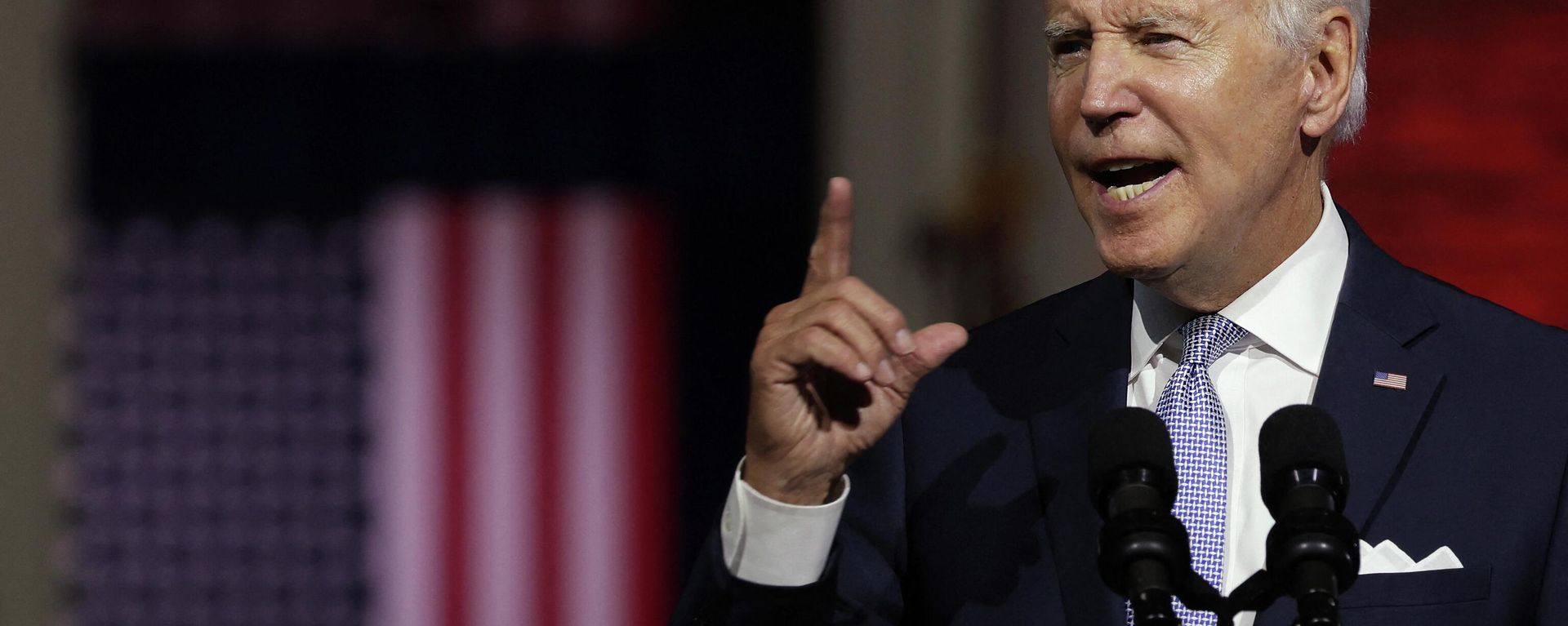 U.S. President Joe Biden delivers a primetime speech at Independence National Historical Park September 1, 2022 in Philadelphia, Pennsylvania U.S. President Joe Biden delivers a primetime speech at Independence National Historical Park September 1, 2022 in Philadelphia, Pennsylvania - Sputnik International, 1920, 14.09.2022