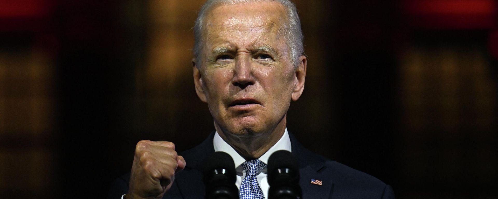 US President Joe Biden speaks about the soul of the nation, outside of Independence National Historical Park in Philadelphia, Pennsylvania, on September 1, 2022 US President Joe Biden speaks about the soul of the nation, outside of Independence National Historical Park in Philadelphia, Pennsylvania, on September 1, 2022 - Sputnik International, 1920, 13.09.2022