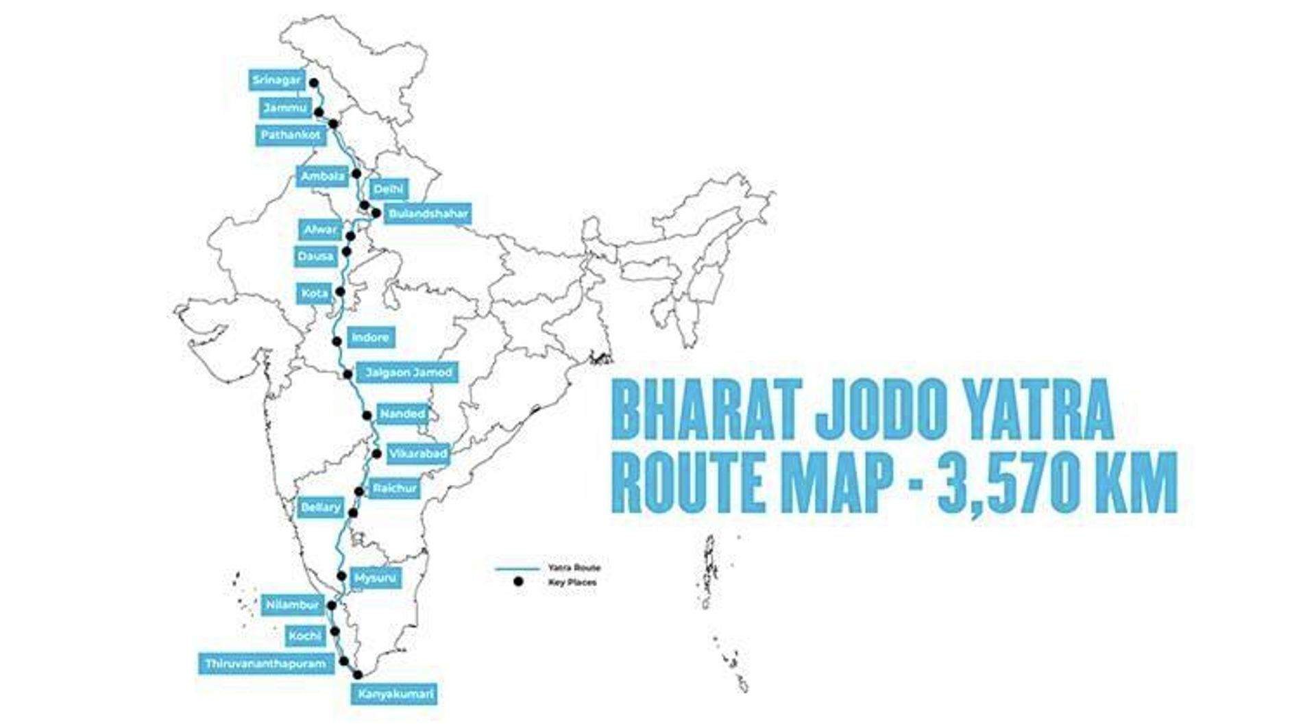 Bharat Jodo Yatra Map  - Sputnik International, 1920, 07.09.2022
