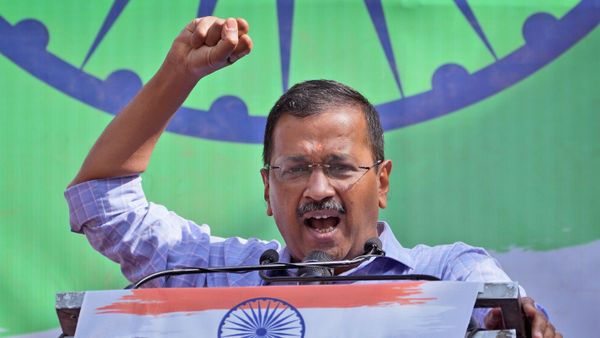 Delhi state Chief minister and chief of Aam Aadmi Party Arvind Kejriwal speaks during celebrations at the party headquarters in New Delhi, Thursday, March 10, 2022 - Sputnik International