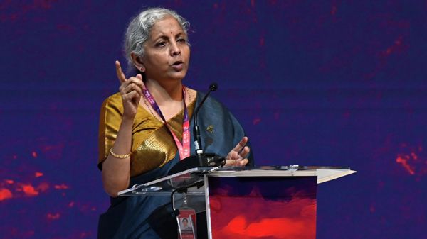 Indian Finance Minister Nirmala Sitharaman delivers her remarks during the High Level Seminar on Strengthening Global Collaboration for Tackling Food Insecurity on the sidelines of the G20 Finance Ministers and Central Bank Governors Meeting in Nusa Dua, Bali, Indonesia, Friday, July 15, 2022 - Sputnik International