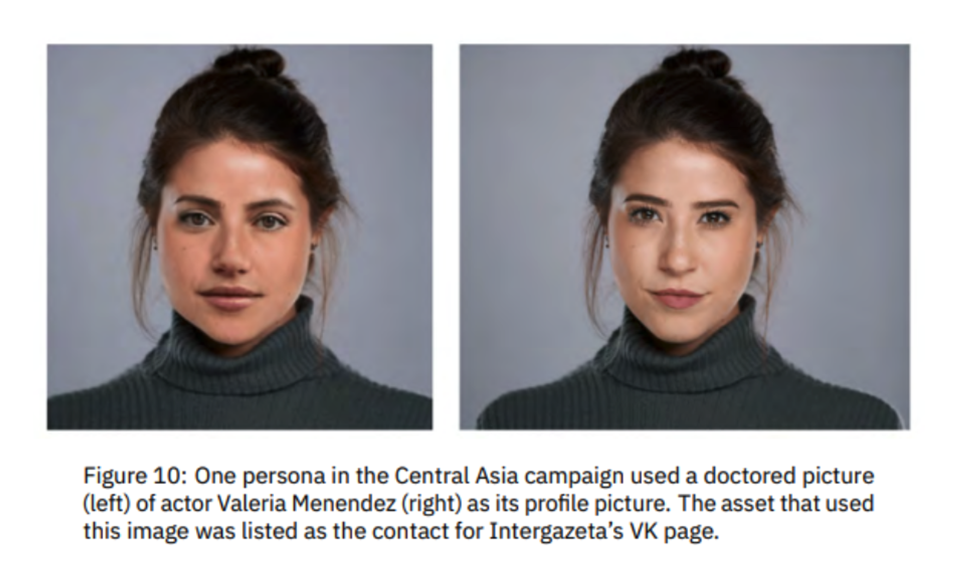 A graphic compares the photo of a Puerto Rican actress before and after it was altered by the operators of a pro-US botnet. - Sputnik International, 1920, 11.09.2022