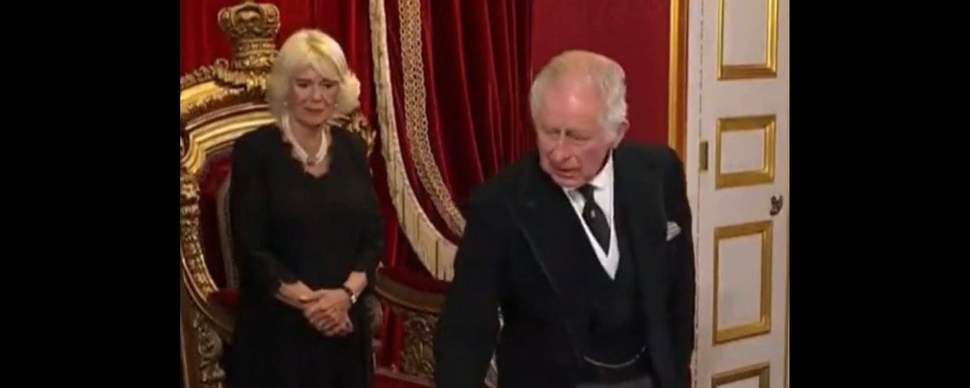 Image captures the moment in which King Charles III shoos away a royal aide in a bid to remove a pen and ink box moments before he's due to sign documents officially proclaiming him Britain’s new ruling monarch. Image captures the moment in which King Charles III shoos away a royal aide in a bid to remove a pen and ink box moments before he's due to sign documents officially proclaiming him Britain’s new ruling monarch. - Sputnik International, 1920, 11.09.2022