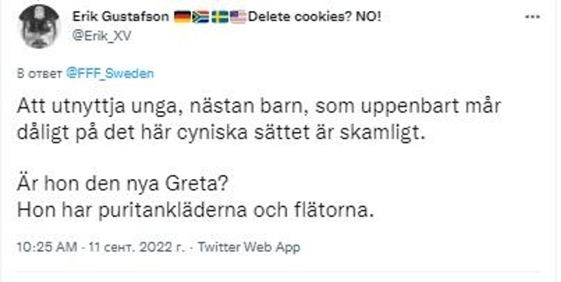 Screendump of tweets commenting Eira Hedlund's speech - Sputnik International, 1920, 12.09.2022