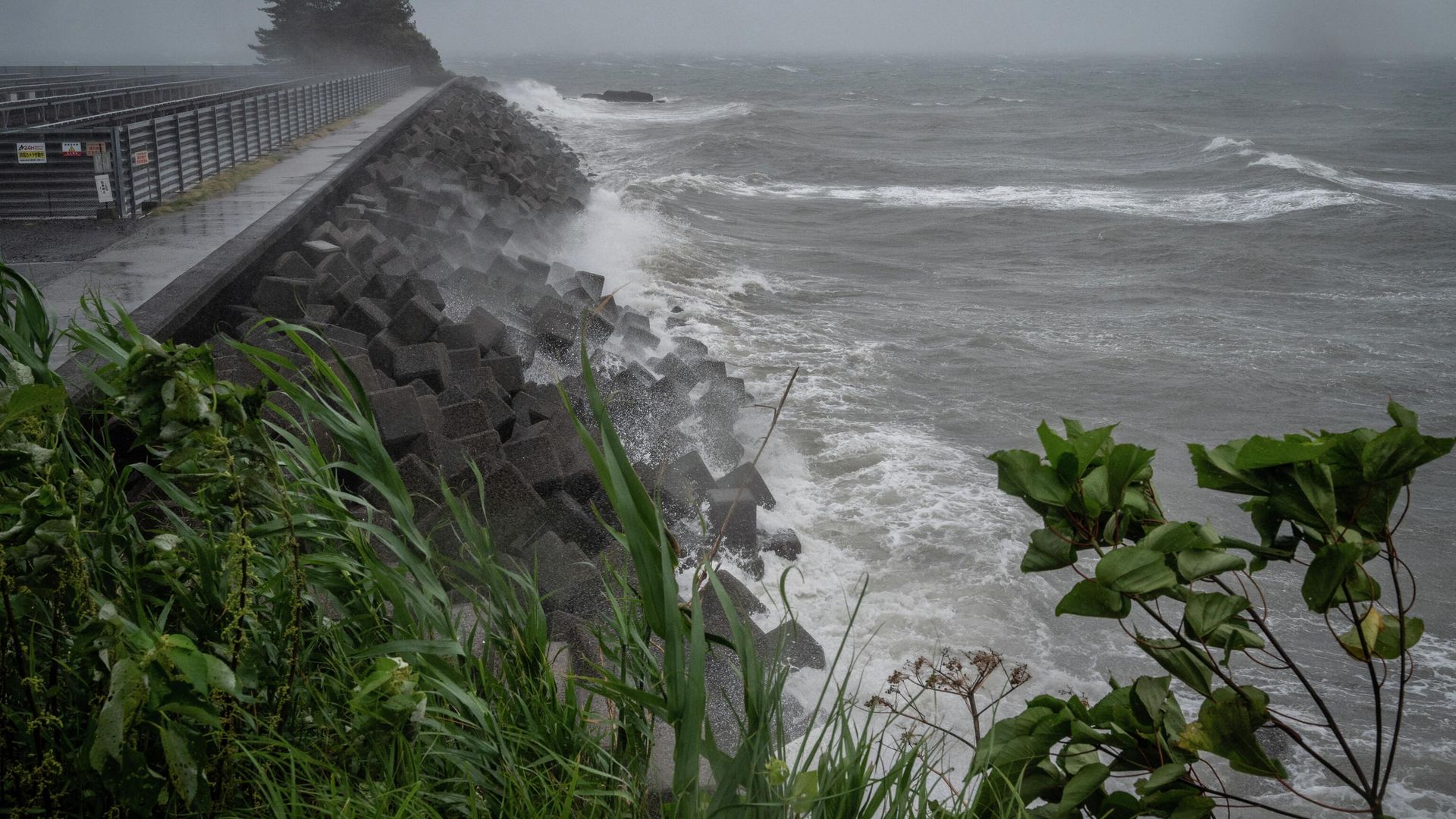 High waves from weather patterns brought about by Typhoon Nanmadol hit the coastline in Minamata, Kumamoto prefecture on September 18, 2022. - Thousands of people were in shelters in southwestern Japan on September 18 as powerful Typhoon Nanmadol churned towards the region, prompting authorities to urge nearly three million residents to evacuate. High waves from weather patterns brought about by Typhoon Nanmadol hit the coastline in Minamata, Kumamoto prefecture on September 18, 2022. - Thousands of people were in shelters in southwestern Japan on September 18 as powerful Typhoon Nanmadol churned towards the region, prompting authorities to urge nearly three million residents to evacuate. - Sputnik International, 1920, 18.09.2022