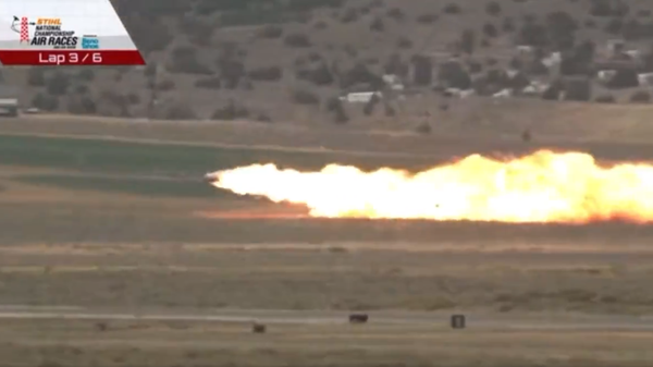 A screenshot from the video showing plane crash from the live stream of the Reno Air Races on September 18, 2022. - Sputnik International
