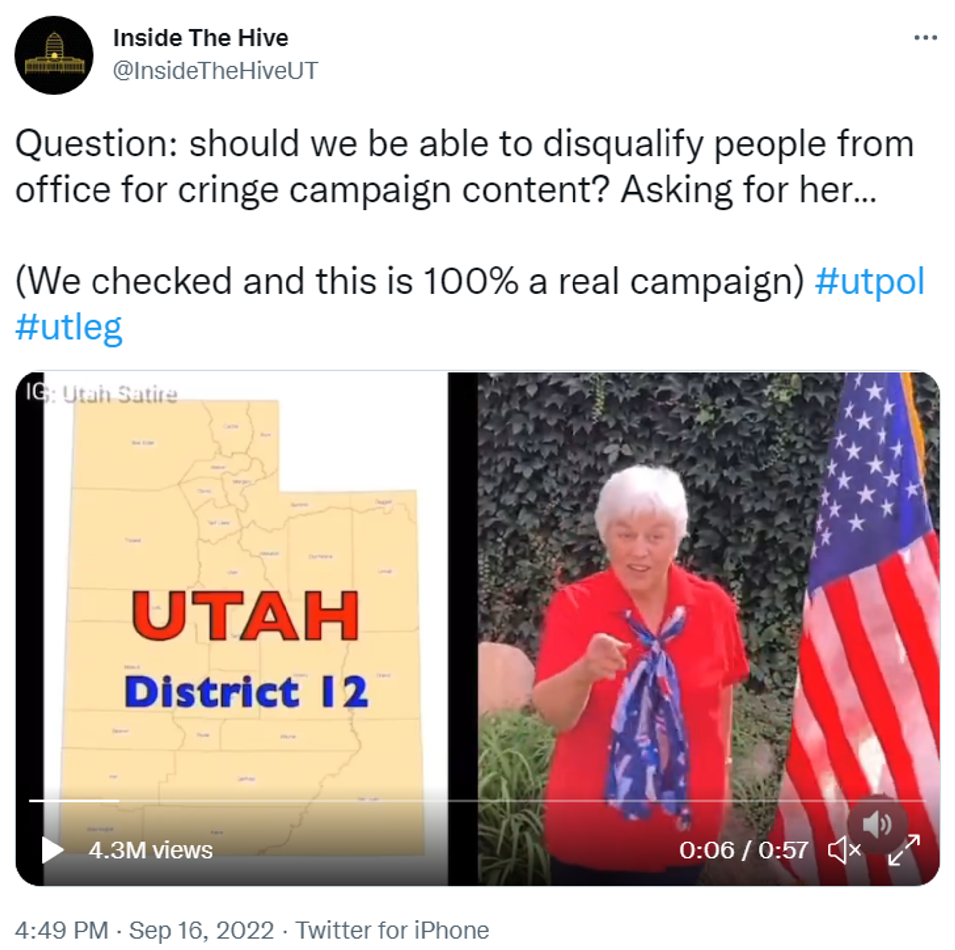 Tweet 'dissing' Republican Utah state senate candidate Linda Paulson for her rapping campaign video - Sputnik International, 1920, 20.09.2022