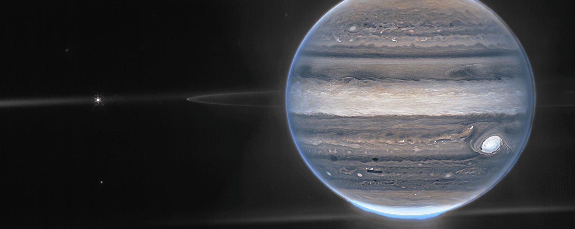 This image provided by NASA shows a false color composite image of Jupiter obtained by the James Webb Space Telescope on July 27, 2022. - Sputnik International, 1920, 21.09.2022