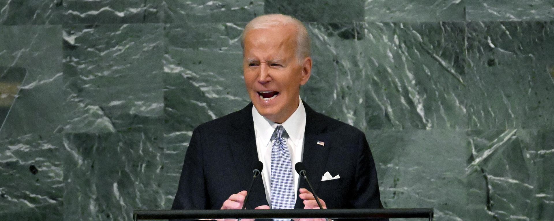US President Joe Biden addresses the 77th session of the United Nations General Assembly at the UN headquarters in New York City on September 21, 2022. US President Joe Biden addresses the 77th session of the United Nations General Assembly at the UN headquarters in New York City on September 21, 2022. - Sputnik International, 1920, 21.09.2022