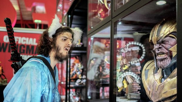 A cosplayer visits the Marvel exhibition at the Comic Con Africa, the largest pop colture, fantasy and gaming festival of the Continent, in Johannesburg, on September 23, 2022. (Photo by LUCA SOLA / AFP) - Sputnik International
