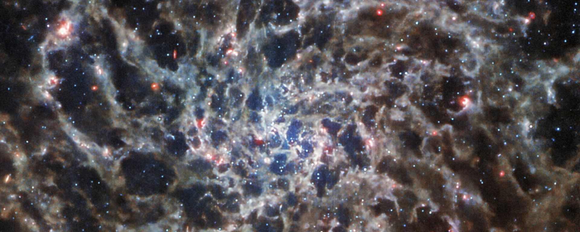 This image released by NASA on Tuesday, Sept. 27, 2022, shows the spiral galaxy IC 5332, captured by the James Webb Space Telescope with its Mid-InfraRed Instrument (MIRI). - Sputnik International, 1920, 09.10.2022