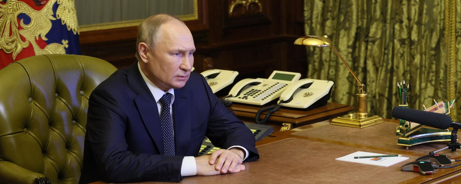President Vladimir Putin at a virtual meeting of the Russian Security Council. Monday, October 10, 2022. President Vladimir Putin at a virtual meeting of the Russian Security Council. Monday, October 10, 2022. - Sputnik International, 1920, 10.10.2022