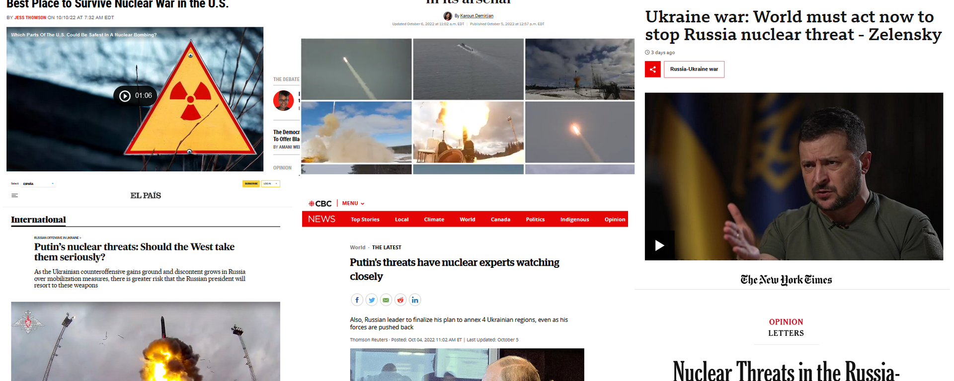 Sampling of recent media reporting on supposed Russian plans to use nuclear weapons. - Sputnik International, 1920, 11.10.2022