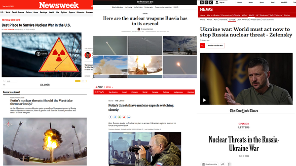 Sampling of recent media reporting on supposed Russian plans to use nuclear weapons. Sampling of recent media reporting on supposed Russian plans to use nuclear weapons. - Sputnik International
