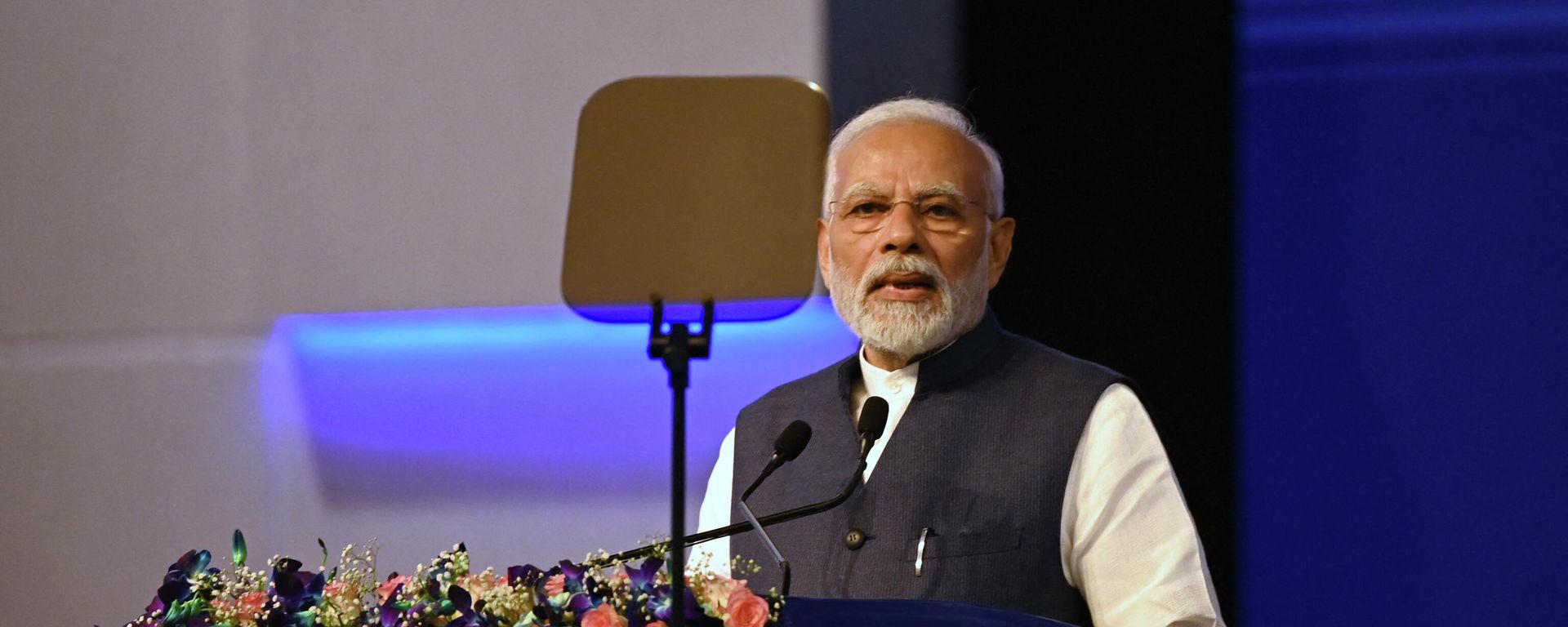 India's Prime Minister Narendra Modi speaks during the inaugural ceremony of the 90th General Assembly of the International Criminal Police Organization (INTERPOL) in New Delhi India's Prime Minister Narendra Modi speaks during the inaugural ceremony of the 90th General Assembly of the International Criminal Police Organization (INTERPOL) in New Delhi - Sputnik International, 1920, 18.10.2022