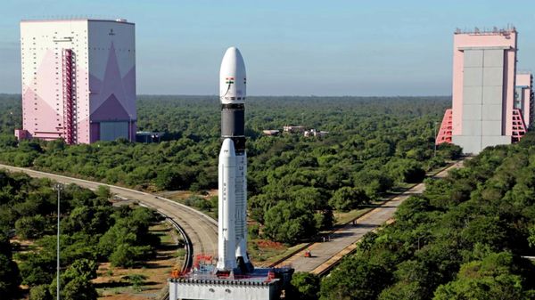 This photograph released by the Indian Space Research Organization (ISRO) shows India's heaviest rocket prepared ahead of the launch from the Satish Dhawan Space Center in Sriharikota, India, Saturday, Oct. 15, 2022.  - Sputnik International