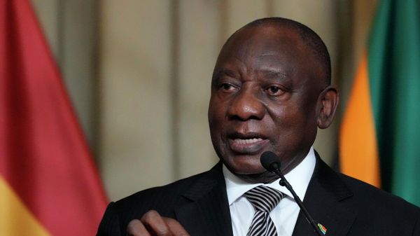 South Africa President Cyril Ramaphosa speaks during a joint media briefing with Spain's Prime Minister Pedro Sanchez at the Union Building in Pretoria, South Africa, Thursday, Oct. 27, 2022.  - Sputnik International