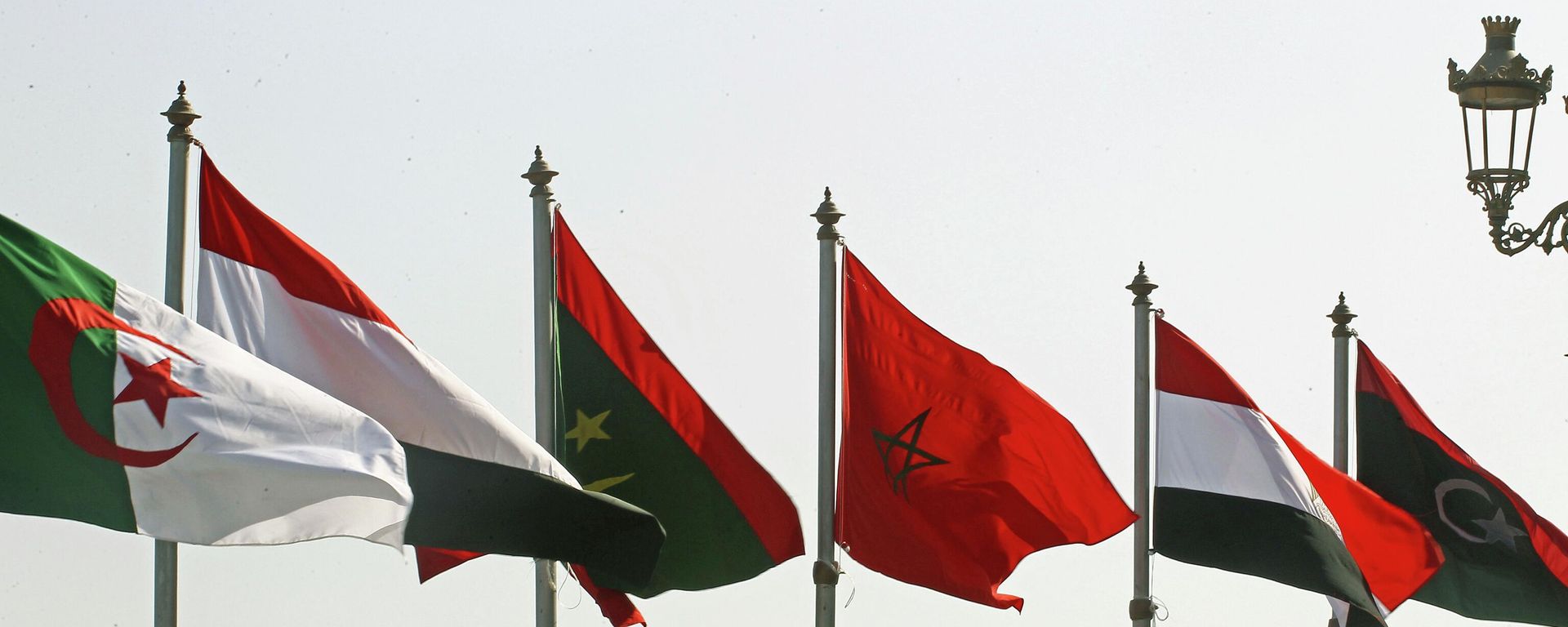 Flags of Arab countries are seen in Algiers, Algeria, Monday, Oct. 31st, 2022. Algeria is readying to host the 31st Arab League Summit, the first since the outbreak of the coronavirus pandemic. In the three years that's passed, new challenges have drastically reshaped the region's agenda, with the establishment of diplomatic ties between Israel and the gulf, and the fallout of the crisis in Ukraine. - Sputnik International, 1920, 17.05.2025